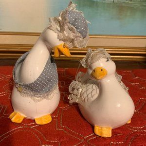 Vintage dress up goose ceramic figurine